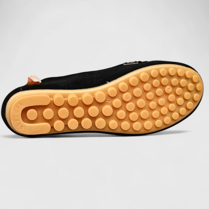Karlene Collection | Black Loafers for Women with Metal Accents | Comfortable Slip-Ons for All-Day Wear