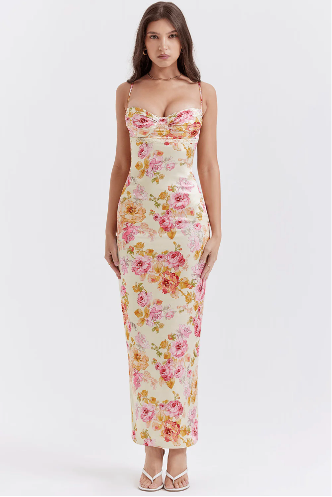 Katherine Collection | Women's Floral Summer Dress with Spaghetti Straps | Lightweight Comfort for Effortless Elegance
