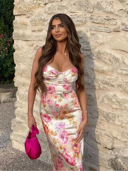 Katherine Collection | Women's Floral Summer Dress with Spaghetti Straps | Lightweight Comfort for Effortless Elegance