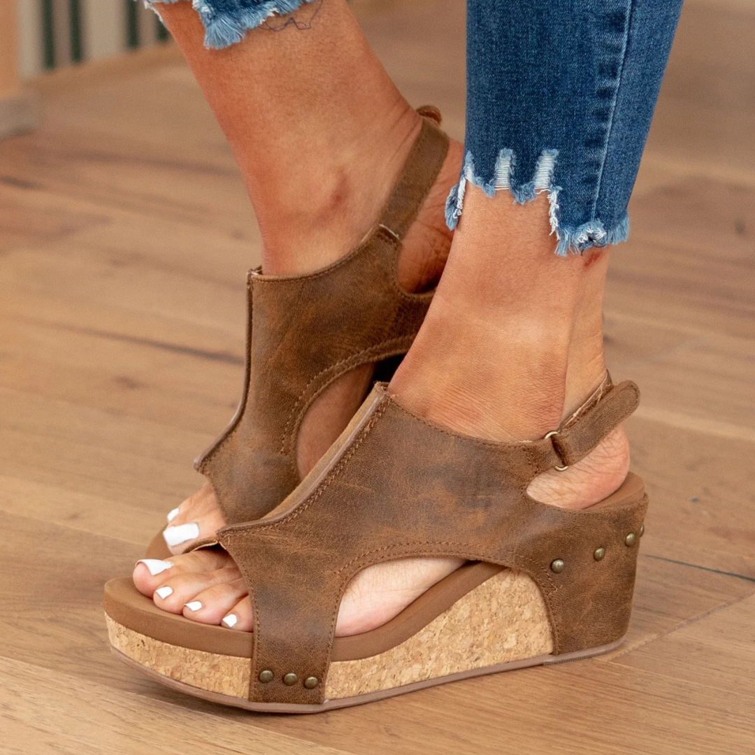 Linda Collection | Wedge Sandals for Women with Breathable Suede | Elegant Design for All-Day Comfort