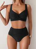 Lori™ | High-Waisted Bikini with Twisted Top | Tummy Control Swimwear for Flattering Fit