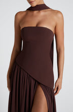 Maliyah | Maxi Dress with Asymmetrical Hem & High Thigh Slit | Elegant Long Dress for Timeless Style