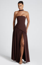 Maliyah | Maxi Dress with Asymmetrical Hem & High Thigh Slit | Elegant Long Dress for Timeless Style