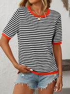 Mandy | Striped Knit Top with Moderate Stretch | Comfortable Fit for Everyday Wear