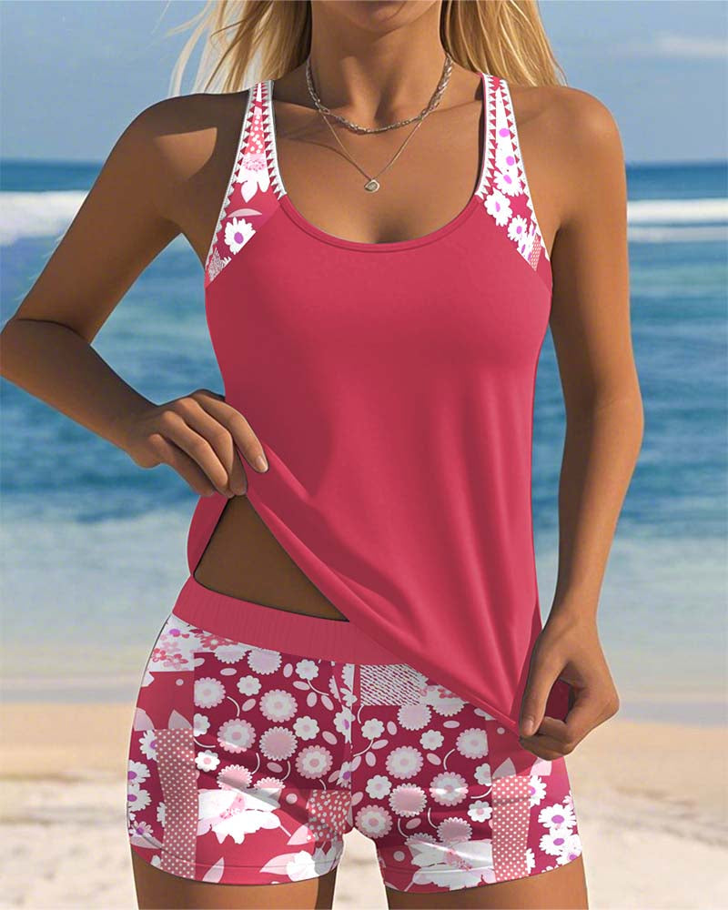 Melanie | Women's Swimsuit with Adjustable Straps & Floral Design | Comfortable Two-Piece Bathing Suit for All-Day Wear