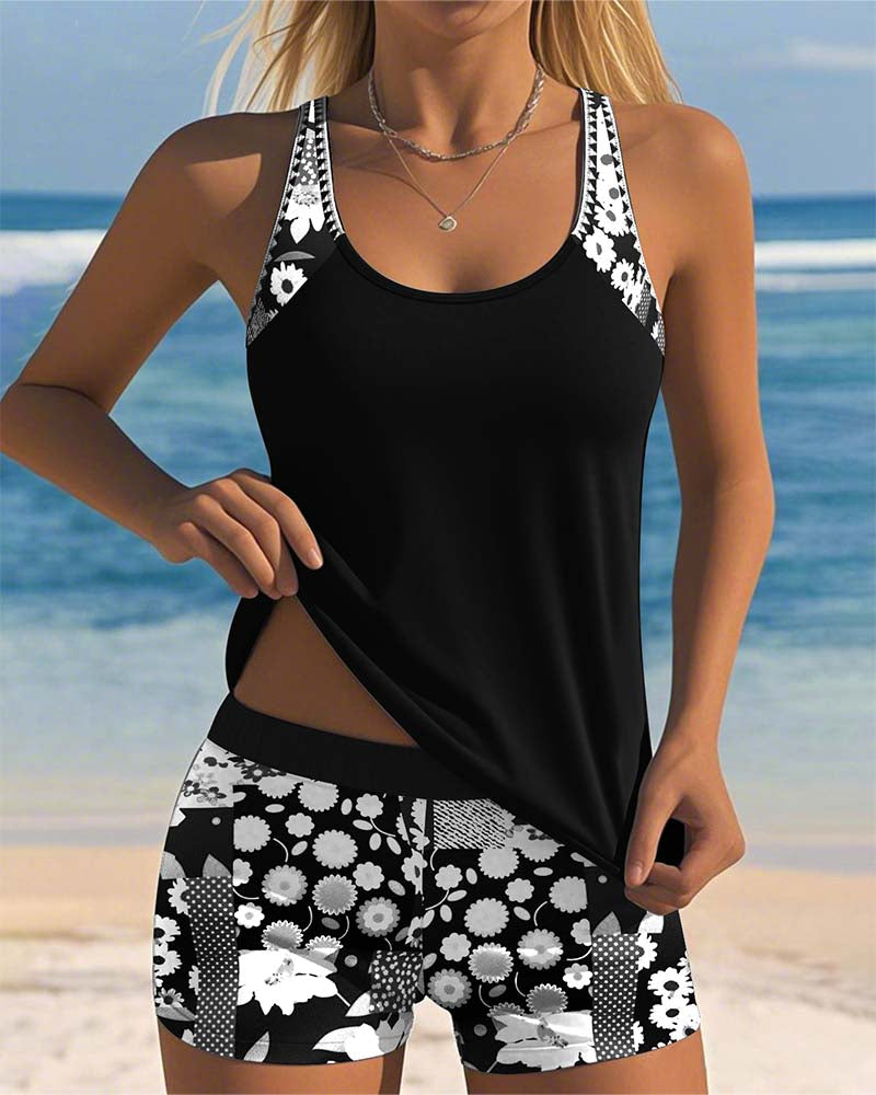 Melanie | Women's Swimsuit with Adjustable Straps & Floral Design | Comfortable Two-Piece Bathing Suit for All-Day Wear