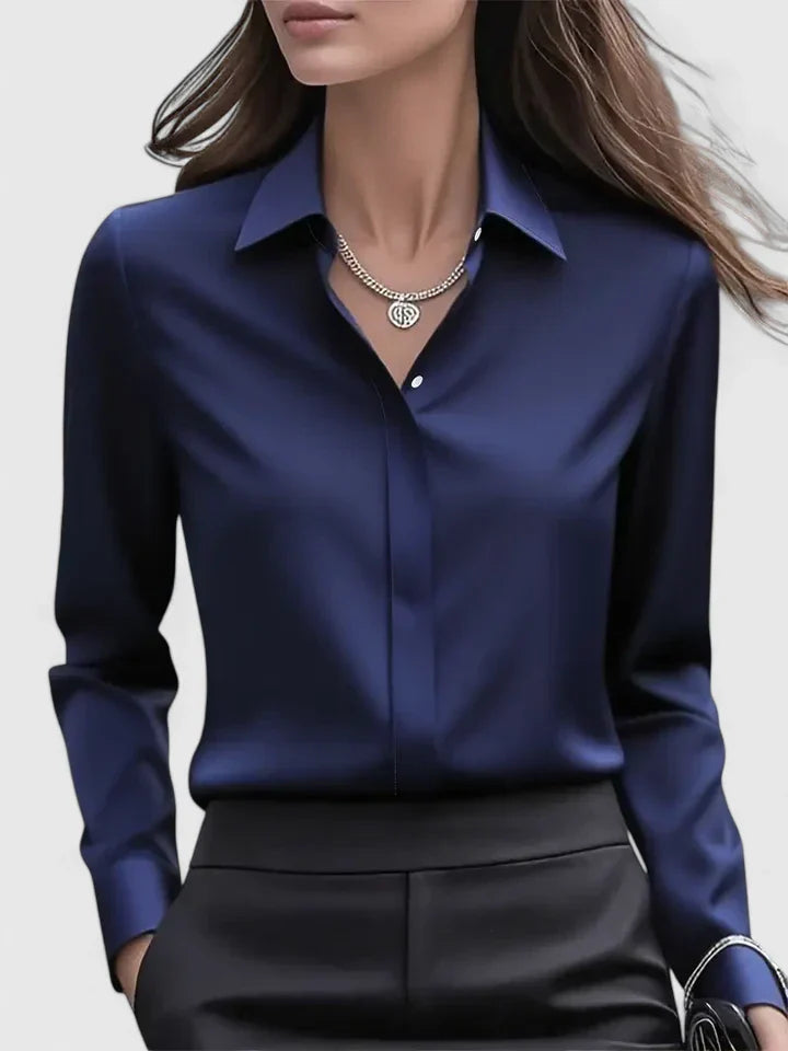 Melvaya Collection | Women's Top with Hidden Button Closure | Elegant Blouse for Versatile Style 0