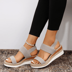 Melyora | Women's Platform Sandals with Elastic Straps | Lightweight Comfort for Everyday Wear 8