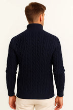 Men's Knitted Quarter Zip Sweater with Stand-Up Collar in Multiple Colors 2