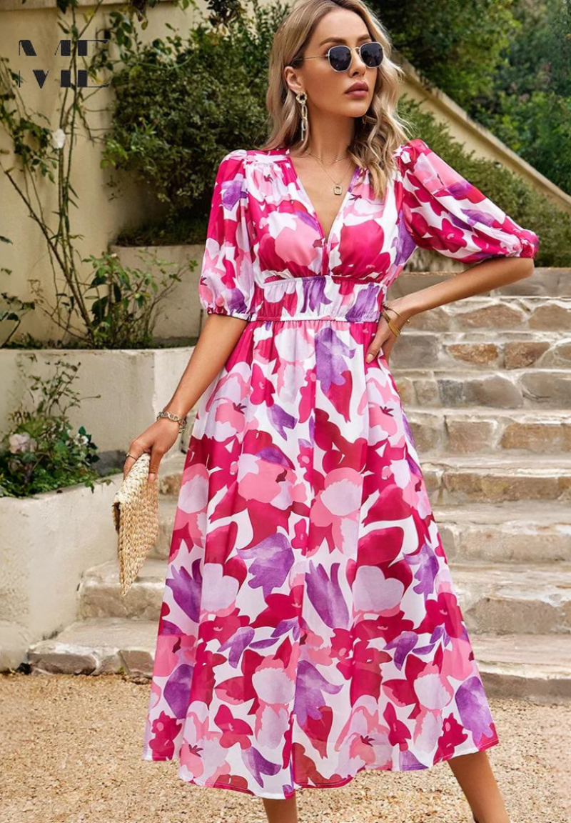 Monica Collection | Women's Floral Dress with Lightweight Comfort | Elegant Style for Effortless Charm