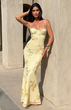 Nefertiti | Floral Maxi Dress with Underwired Support & Lace-Up Back | Elegant Fit for Special Occasions