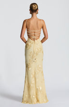 Nefertiti | Floral Maxi Dress with Underwired Support & Lace-Up Back | Elegant Fit for Special Occasions