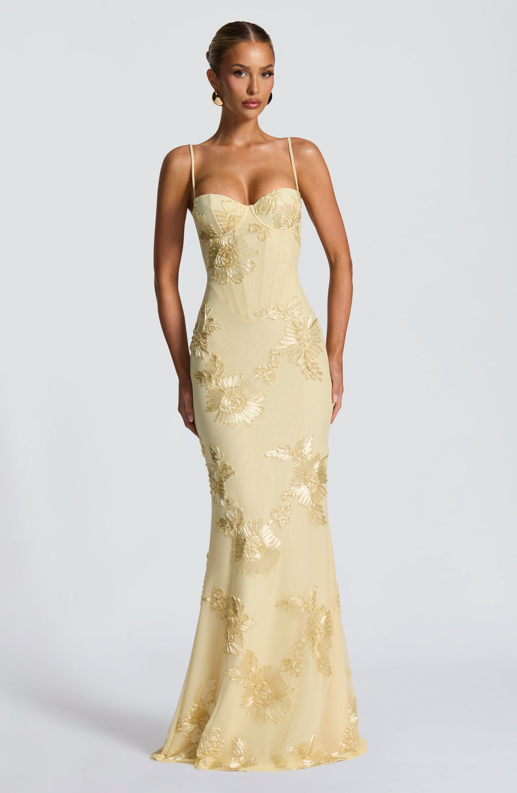 Nefertiti | Floral Maxi Dress with Underwired Support & Lace-Up Back | Elegant Fit for Special Occasions