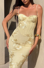 Nefertiti | Floral Maxi Dress with Underwired Support & Lace-Up Back | Elegant Fit for Special Occasions