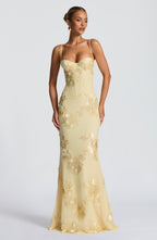 Nefertiti | Floral Maxi Dress with Underwired Support & Lace-Up Back | Elegant Fit for Special Occasions