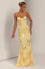 Nefertiti | Floral Maxi Dress with Underwired Support & Lace-Up Back | Elegant Fit for Special Occasions