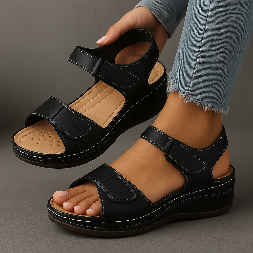 Nina Collection | Orthopedic Sandals for Women with Wedge Heel & Adjustable Straps | All-Day Comfort and Support