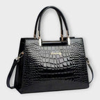Olivia Collection | Glossy Black Handbag with Spacious Interior | Elegant Accessory for Modern Women 0