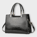 Olivia Collection | Glossy Black Handbag with Spacious Interior | Elegant Accessory for Modern Women 1