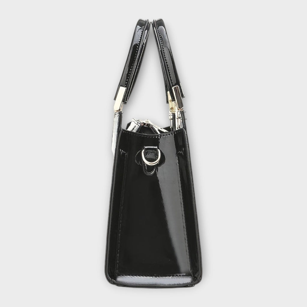 Olivia Collection | Glossy Black Handbag with Spacious Interior | Elegant Accessory for Modern Women 2