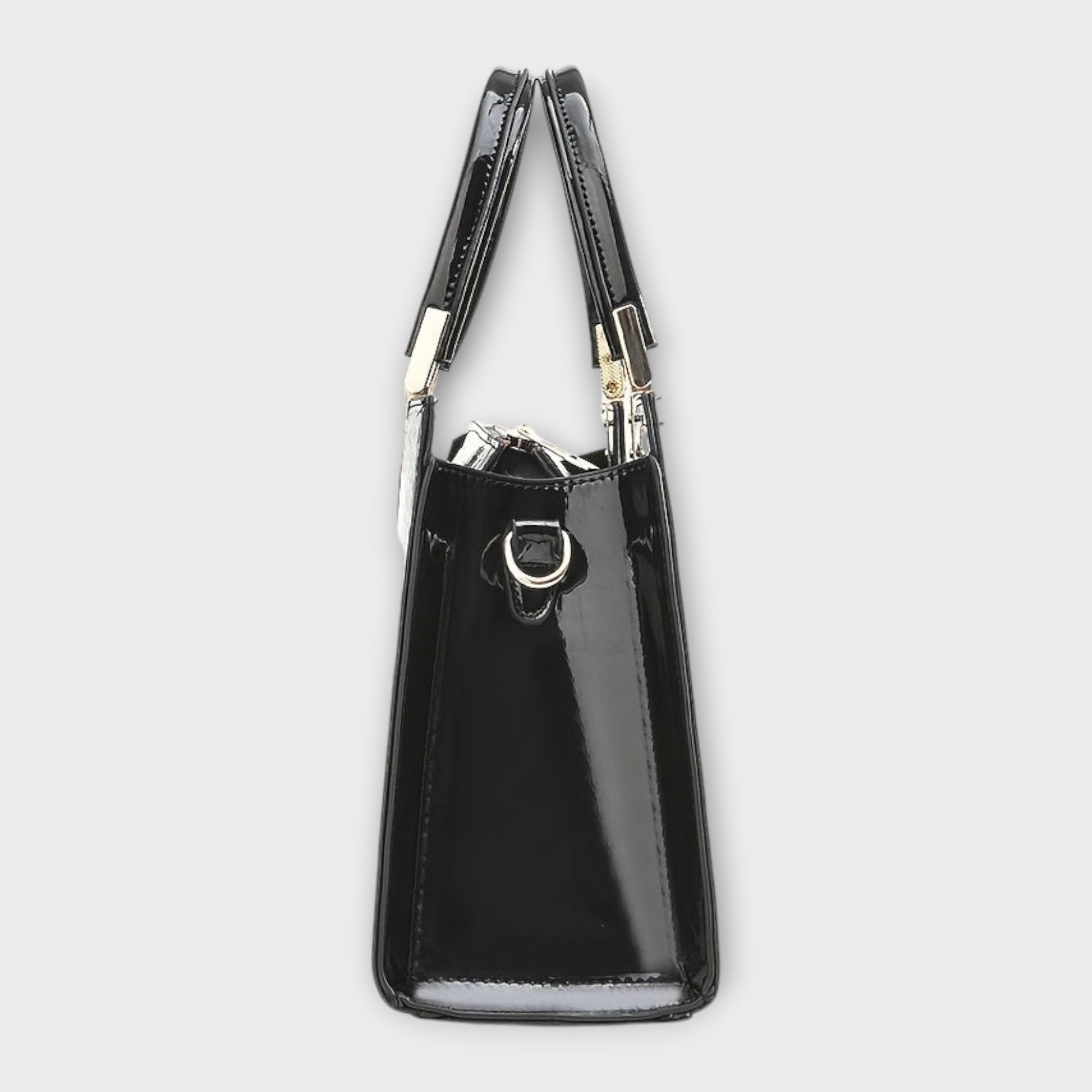 Olivia Collection | Glossy Black Handbag with Spacious Interior | Elegant Accessory for Modern Women 2