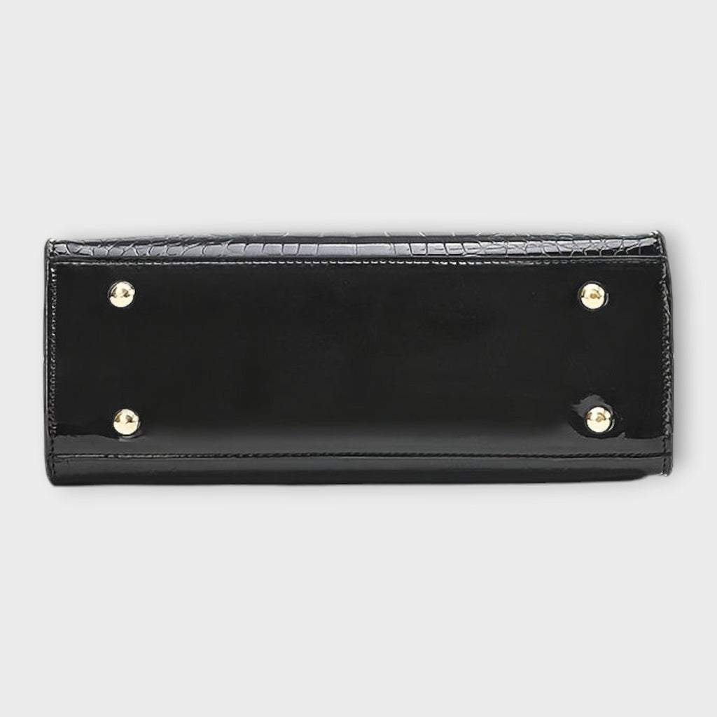 Olivia Collection | Glossy Black Handbag with Spacious Interior | Elegant Accessory for Modern Women 3
