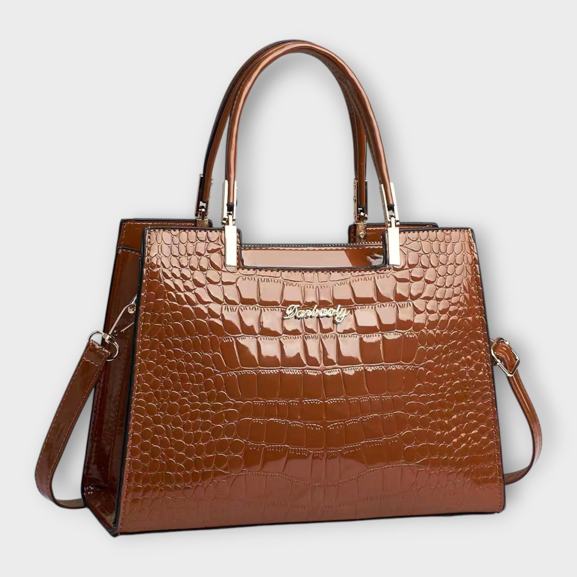 Olivia Collection | Glossy Black Handbag with Spacious Interior | Elegant Accessory for Modern Women 4