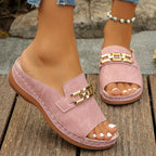 Opal | Women's Sandals with Cushioned Comfort & Gold-Link Accents | Effortless Style for Everyday Wear