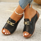 Opal | Women's Sandals with Cushioned Comfort & Gold-Link Accents | Effortless Style for Everyday Wear