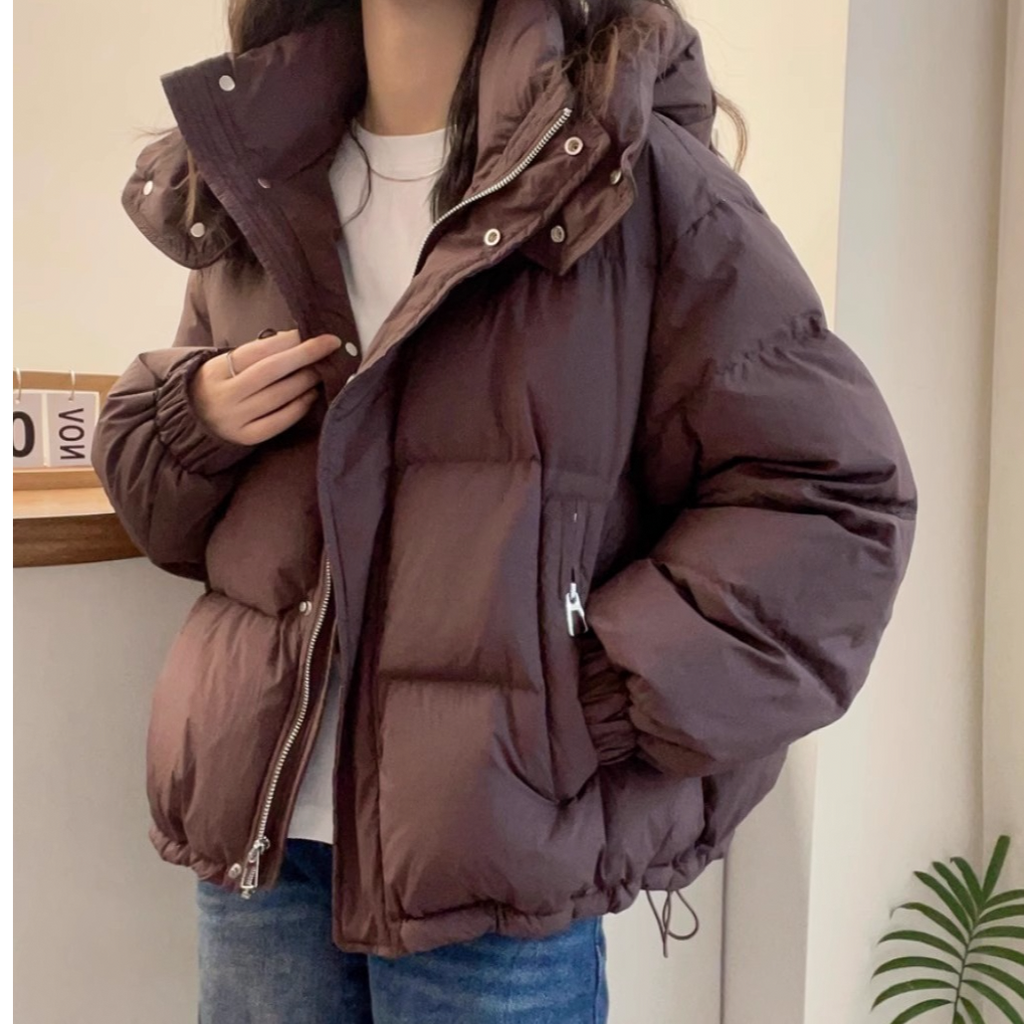 Oversized Black Puffer Jacket for Women - Waterproof Winter Coat with Hood 0