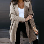 Oversized Two-Tone Long Cardigan Sweater for Women | Knitted Hoodie with Ombre Design 0