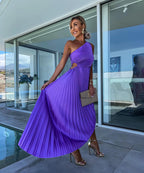 Peony | Women's Asymmetric Midi Dress with One Shoulder Design | Elegant Evening Wear for Timeless Style