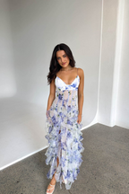 Pippa Collection | Women's Floral Maxi Dress with Ruffle Design | Elegant Wedding Guest Dress for Summer Occasions
