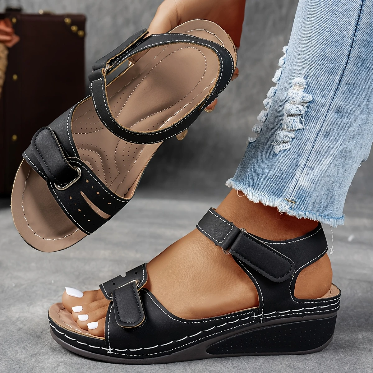 Rae | Women's Platform Wedge Sandals with Cushioned Footbed | Adjustable Strap for All-Day Comfort