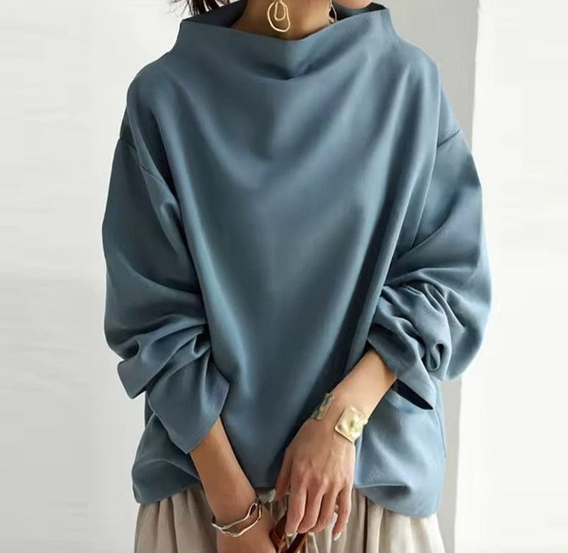 Renli Collection | Women's Top with High Neck Design & Relaxed Fit | Chic Blouse for Effortless Elegance 2