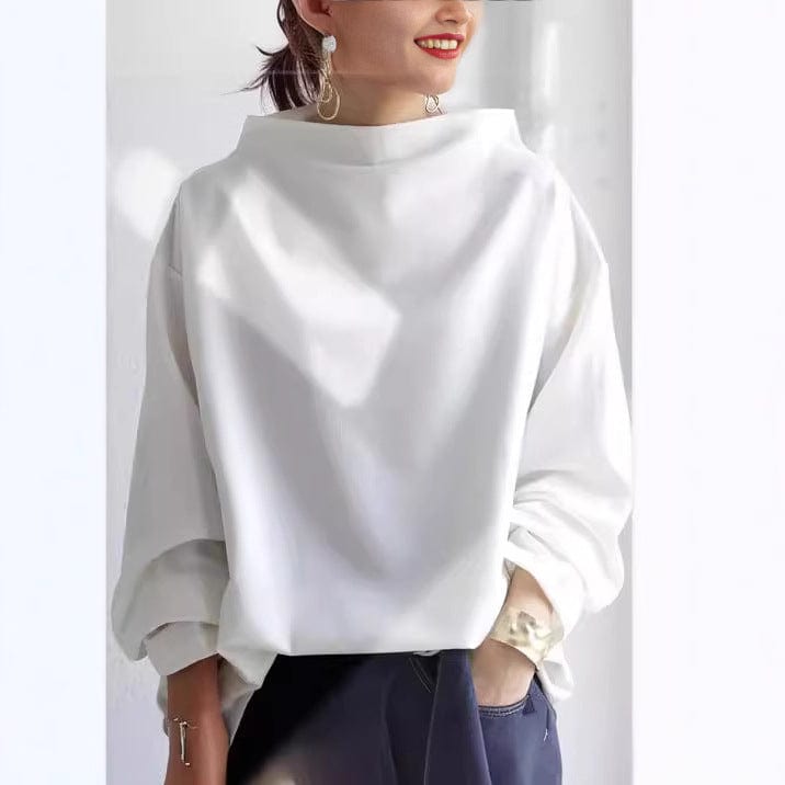 Renli Collection | Women's Top with High Neck Design & Relaxed Fit | Chic Blouse for Effortless Elegance 3