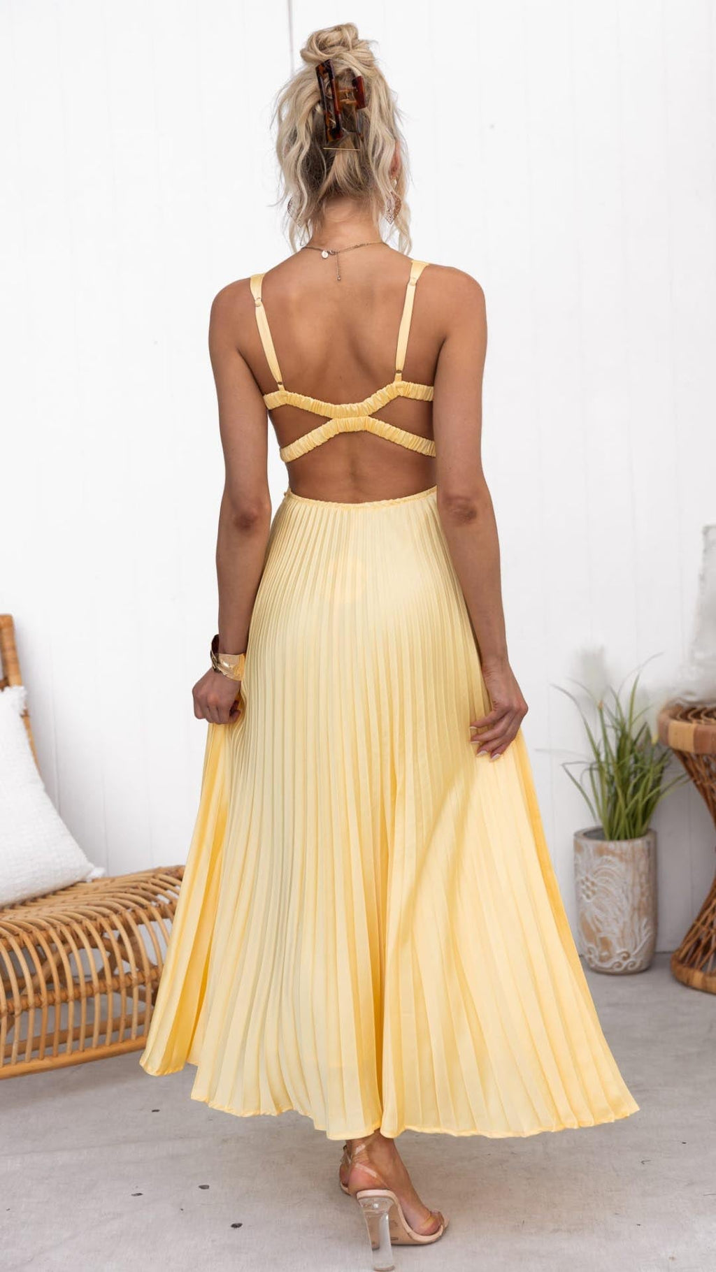 Rosalind Collection | Floral Maxi Dress for Women with Pleated V-Neck | Elegant Evening Wear for Timeless Style
