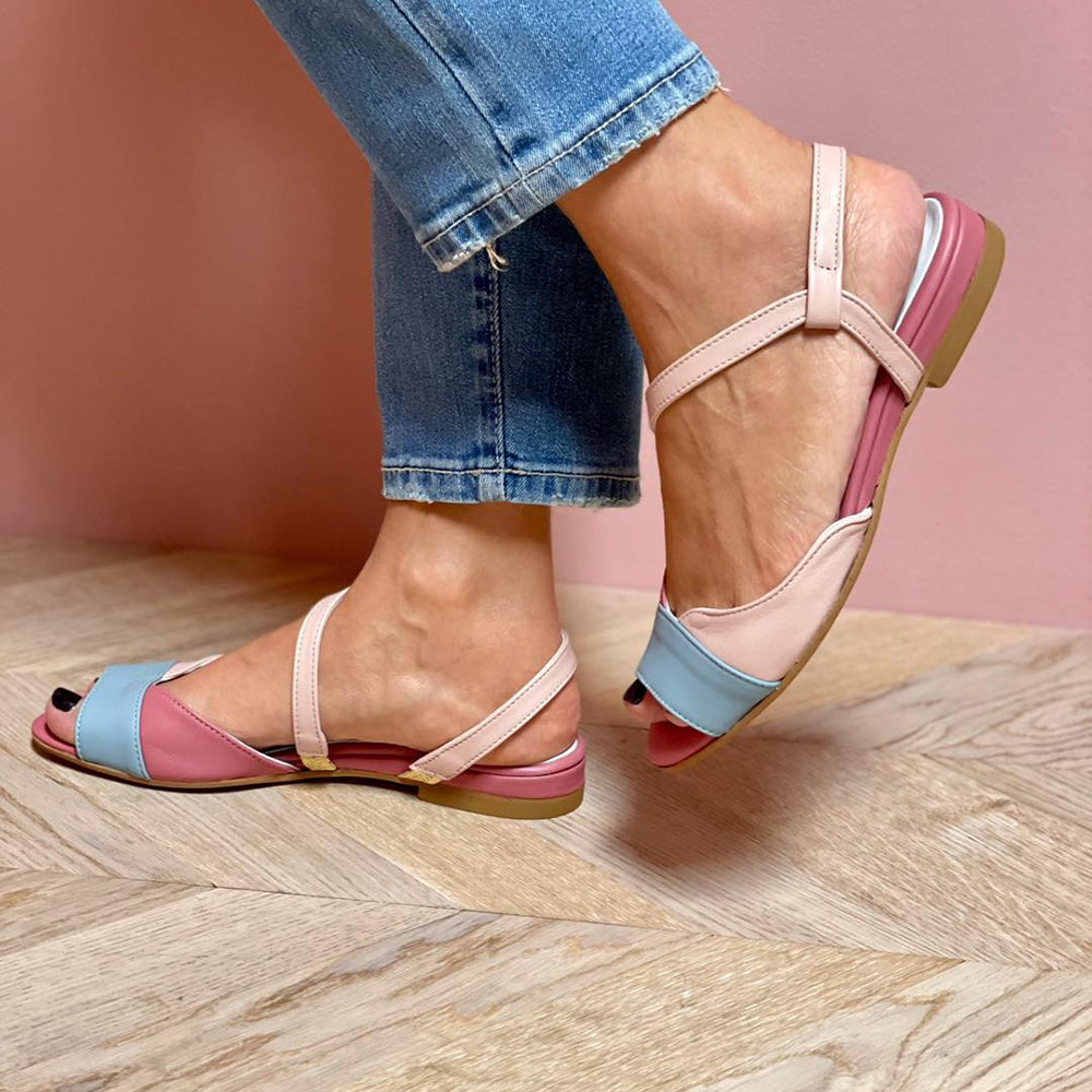 Roselina | Women's Sandals with Asymmetrical Color Block Design | Stylish Open-Toe Comfort for Effortless Summer Wear