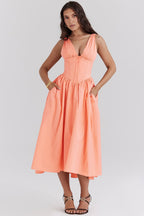 Saffron | Women's Summer Dress with Flattering Silhouette | Elegant Comfort for Weddings and Parties
