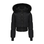 Short Black Puffer Jacket for Women | Quilted Design with Detachable Hood 4