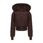 Short Black Puffer Jacket for Women | Quilted Design with Detachable Hood 6