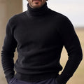 Slim Fit Turtleneck Sweater for Men in Ribbed Knit - Stylish Winter Wardrobe Essential 0
