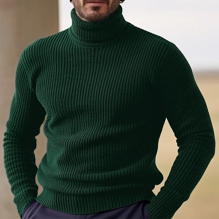 Slim Fit Turtleneck Sweater for Men in Ribbed Knit - Stylish Winter Wardrobe Essential 2