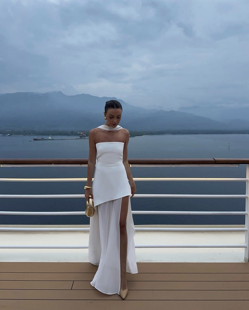 Stella Collection | Women's Maxi Dress with Asymmetrical Hem & Patchwork Mesh | Elegant Design for Unforgettable Occasions