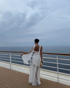 Stella Collection | Women's Maxi Dress with Asymmetrical Hem & Patchwork Mesh | Elegant Design for Unforgettable Occasions