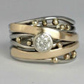 Vintage Gold Intarsia Zirconia Ring with Elegant Design | Timeless Jewelry for Sophisticated Style 0