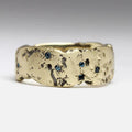 Vintage Hammered Gold Ring with Blue Inlay Crystal | Elegant Statement Jewelry for Timeless Style 0