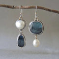 Vintage Pearl Earrings with Blue Gem Accents | Elegant Design for Timeless Style 0