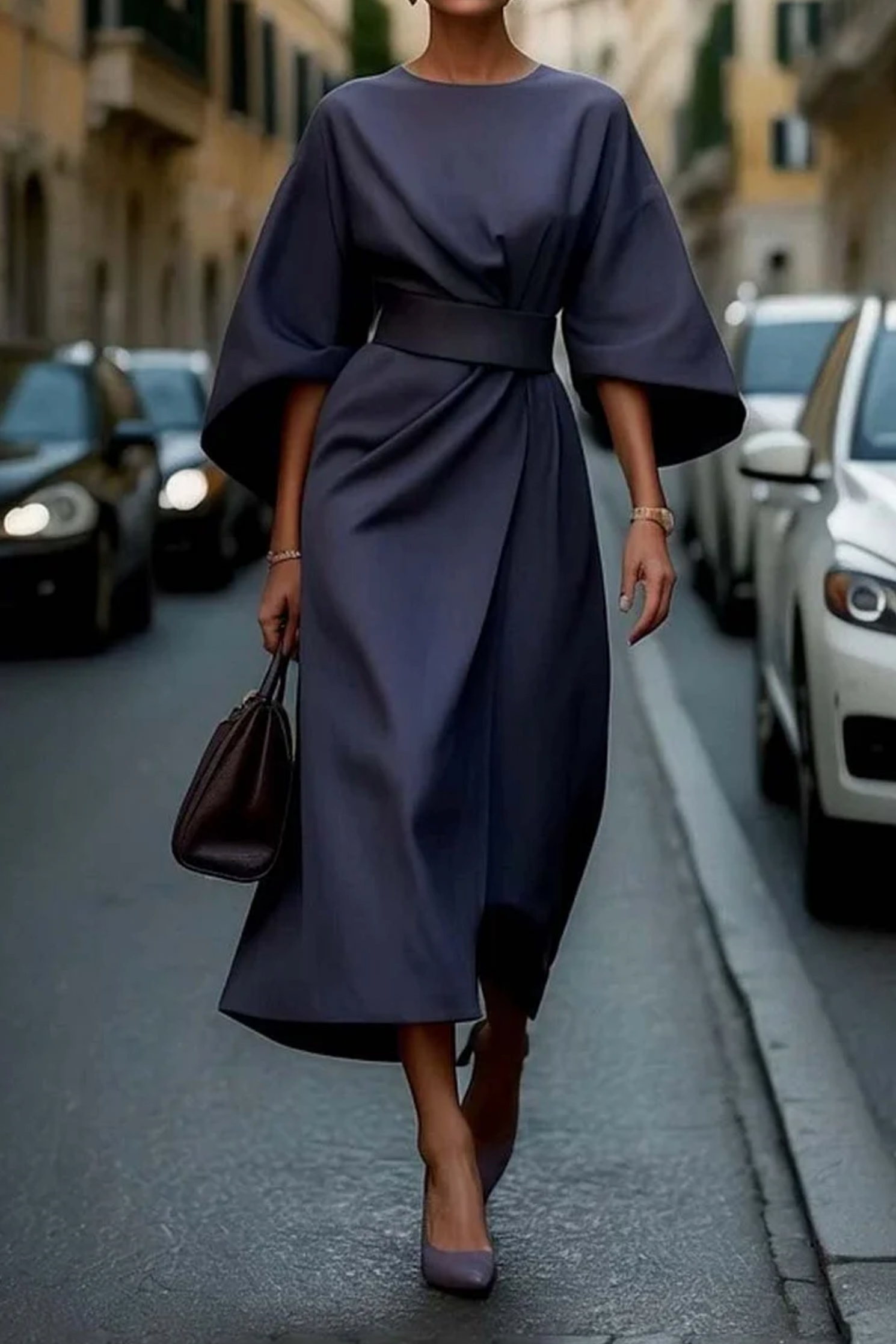 Wendy Collection | Women's Dress with Lantern Sleeves & Adjustable Waist | Elegant Style for Wedding Guests