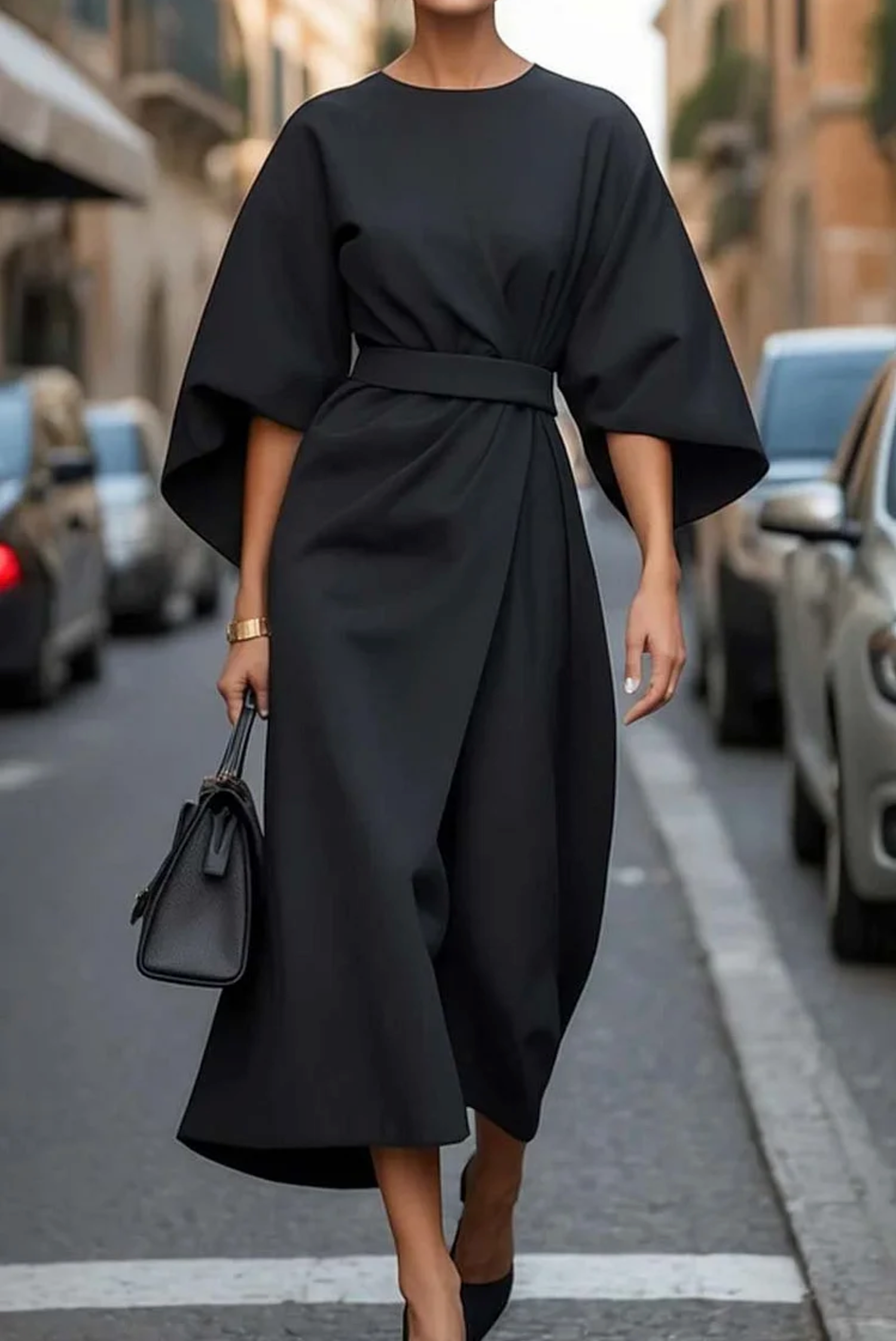 Wendy Collection | Women's Dress with Lantern Sleeves & Adjustable Waist | Elegant Style for Wedding Guests